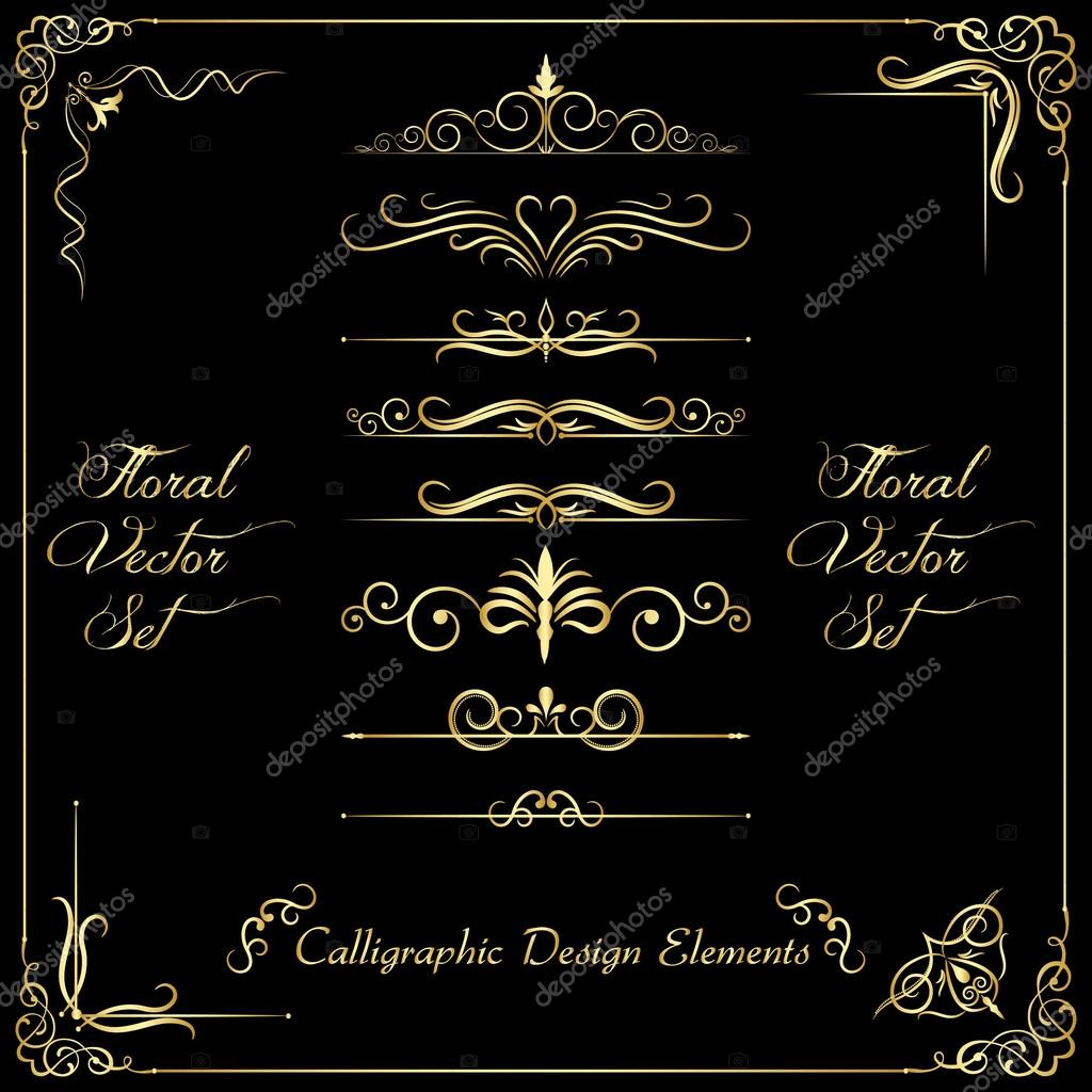 Golden calligraphic design elements
