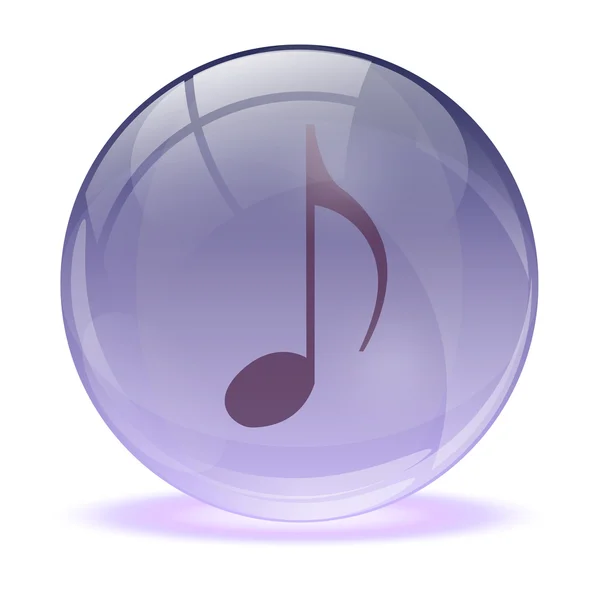 Sphère en verre 3D et icône musicale — Image vectorielle