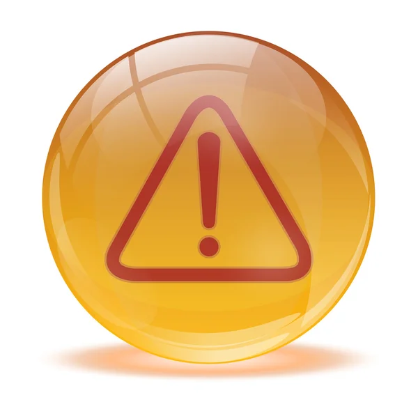 3D glass sphere and warning icon — Stock Vector