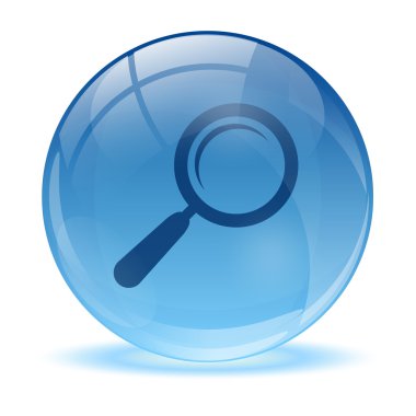 3D Cam Küre ve Büyüteç simgesi