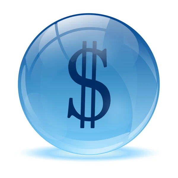 3D-s üveg gömb és dolar ikon — Stock Vector