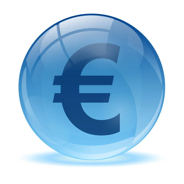 3D glass sphere and euro icon — Stock Vector
