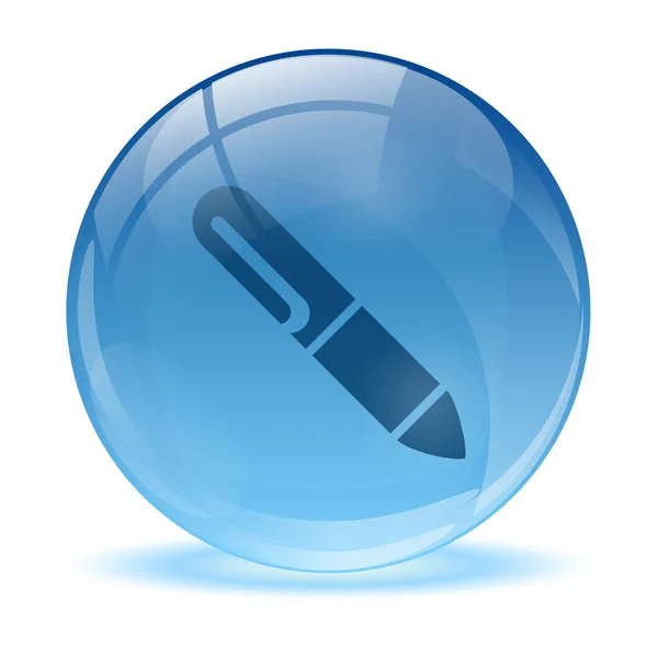 Esfera de vidrio 3D e icono de lápiz — Vector de stock