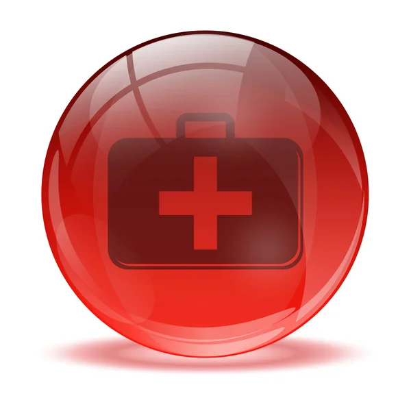 3D glass sphere and medkit icon — Stock Vector