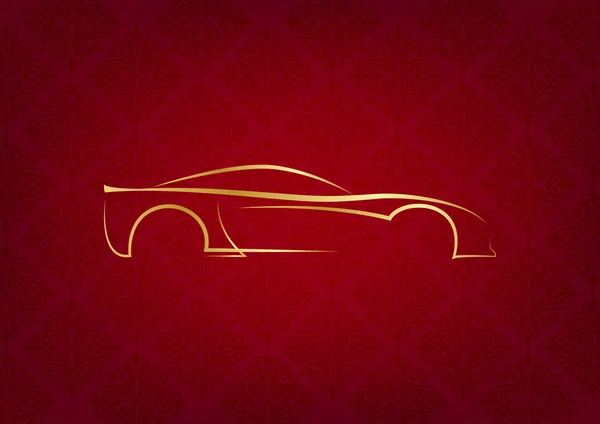 Logotipo del coche caligráfico abstracto sobre fondo rojo — Archivo Imágenes Vectoriales