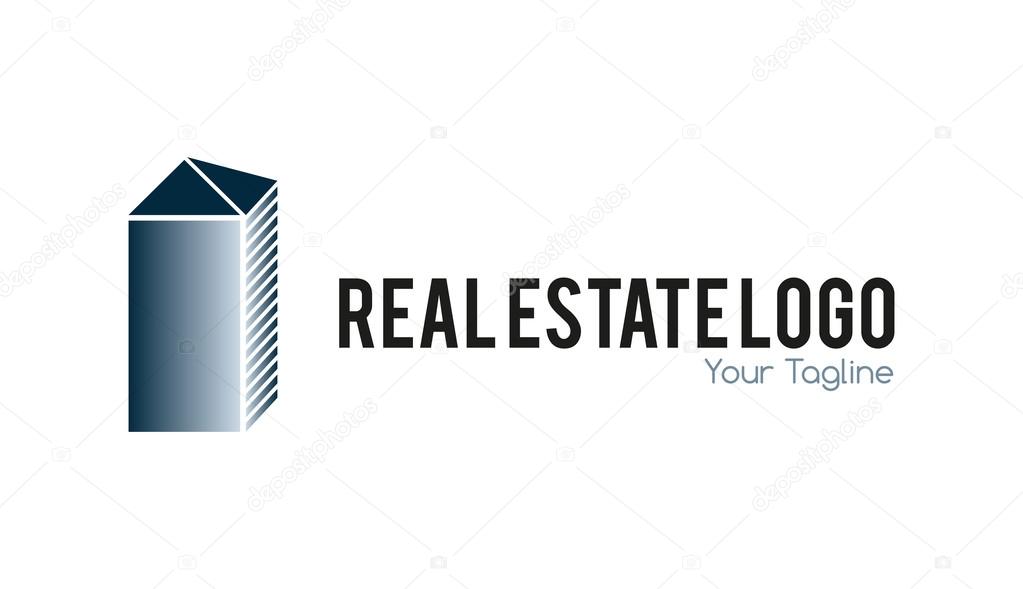 Real estate logo metallic. Creative building logo.