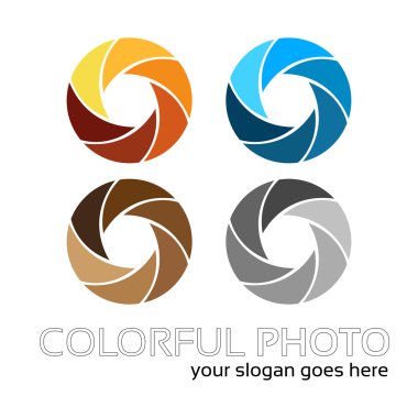 Creative photo lens logo work clipart