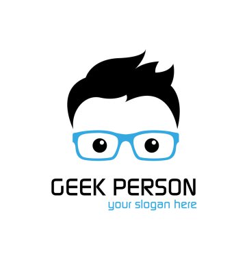 Geek person logo template clipart