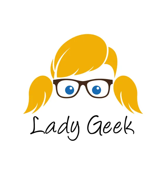 Lady geek logo template — Stock Vector