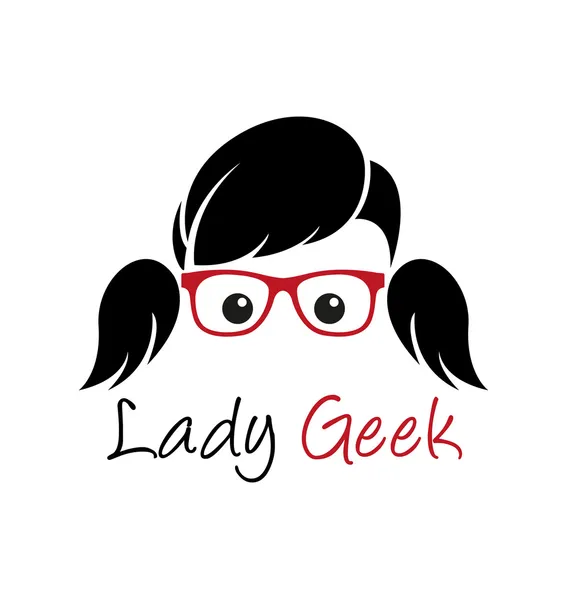 Lady geek logo modello — Vettoriale Stock