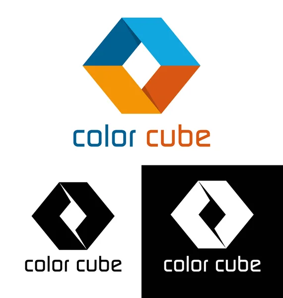 Modelo de logotipo de cubo de cor —  Vetores de Stock