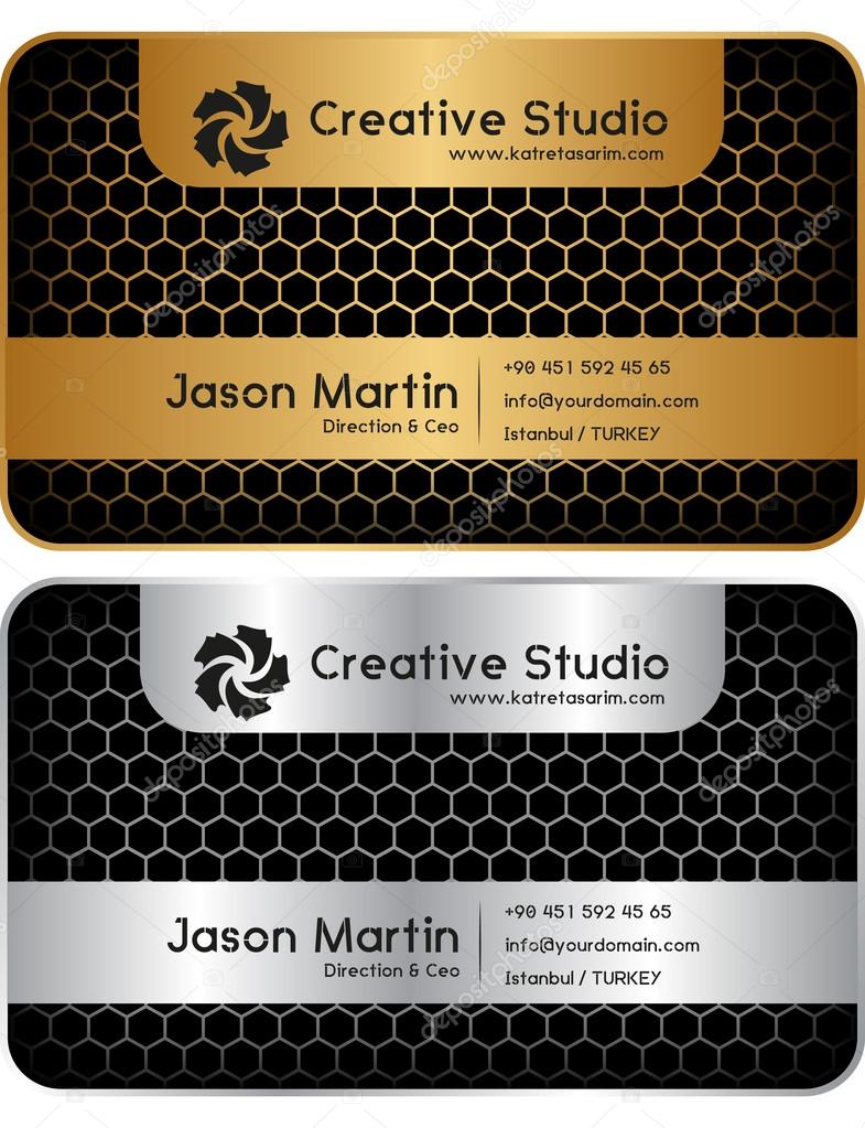 Golden - silver honeycomb business card