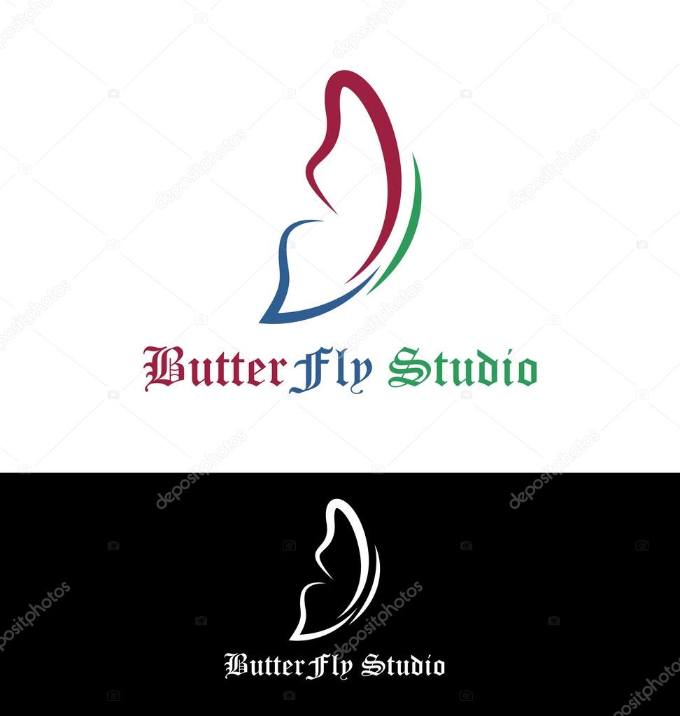 Creative butterfly logo template. Calligraphic logo work.