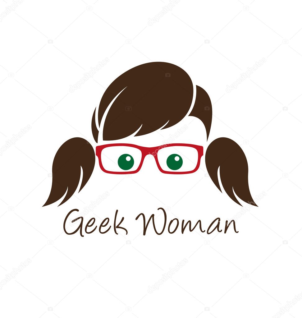 Geek woman logo template