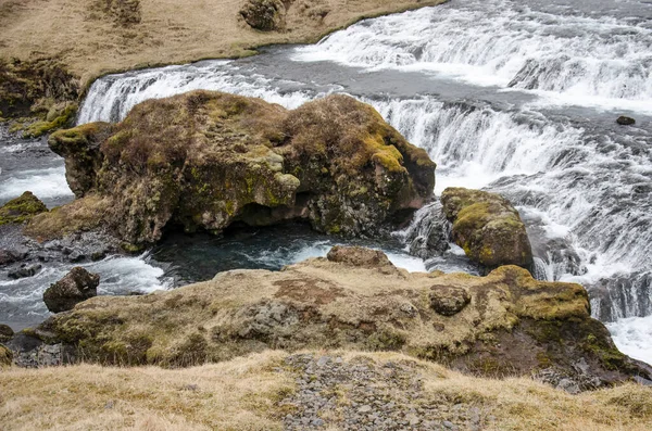 Kirkjufellfoss Vízesés Közelében Grundarfjordrur Izlandon Anélkül Hogy Ikonikus Kirkjufell Church — Stock Fotó