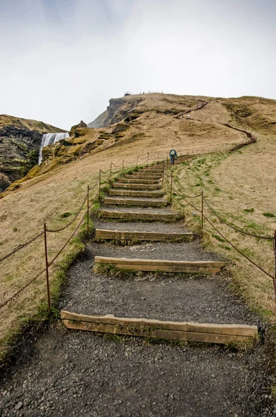 Skogar Islande Avril 2022 Grand Escalier Qui Monte Colline Jusqu — Photo