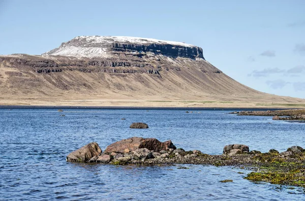 Utsikt Över Fjord Den Norra Klipparen Snaefellsness Halvön Mot Ett — Stockfoto