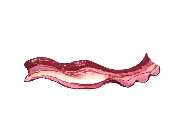 Hand Drawn Watercolor Slice Bacon Sketch Protein Food — Stok Foto