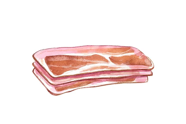 Acuarela Dibujada Mano Ilustración Trozo Carne Aislada Sobre Fondo Blanco —  Fotos de Stock