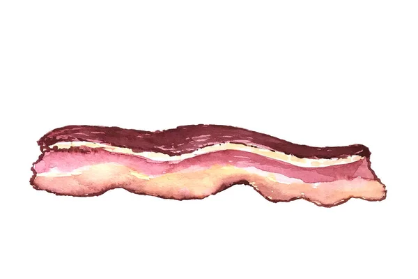 Hand Drawn Watercolor Slice Bacon Sketch Protein Food — Fotografia de Stock