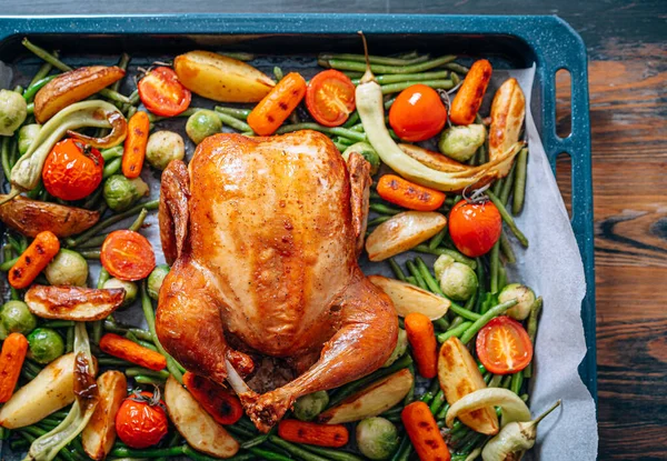 Juicy Appetizing Baked Chicken Vegetables — Stock Photo, Image