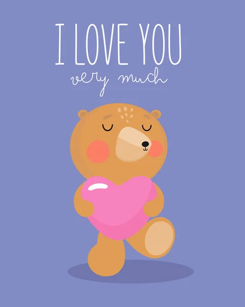 Valentinstag Karte Lustige Herzfigur Mit Der Aufschrift Valentine Vektorillustration Cartoon — Stockvektor