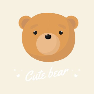 Çizgi film tarzında şirin bir ayı. Vektör çizimi. Çocuk eşyaları, kartlar, posterler, afişler, çocuk kitapları, pakette baskı, kıyafet, kumaş, duvar kâğıdı, tekstil ya da tabakta baskı.