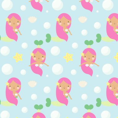   Şirin Denizkızları 'nda vektör kusursuz desen. Tebrik kartı, posterler, afişler, kitaplar, paketin üzerindeki baskılar, giysiler, kumaşlar, duvar kağıtları.