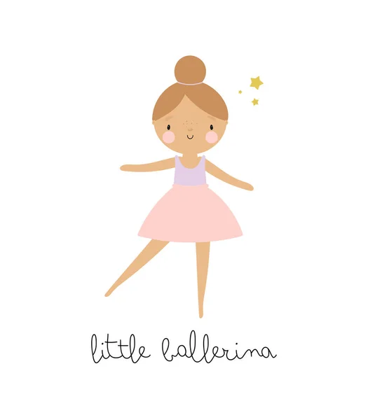 Ilustracja Dzieci Cute Little Ballerina Ilustracja Wektora Dla Dzieci Rzeczy — Wektor stockowy