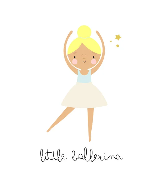 Kinderillustration Mit Cute Little Ballerina Vektorillustration Für Kindersachen Karten Poster lizenzfreie Stockillustrationen
