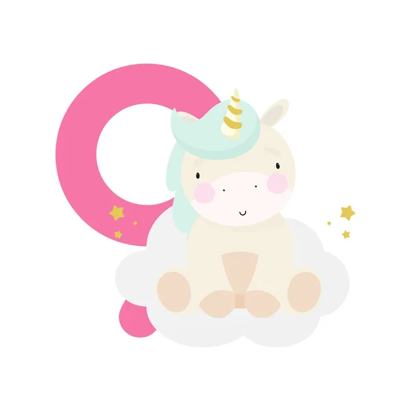 Petrecere Felicitări Invitaţie Petrecere Ilustrație Pentru Copii Cute Magic Unicorn — Vector de stoc