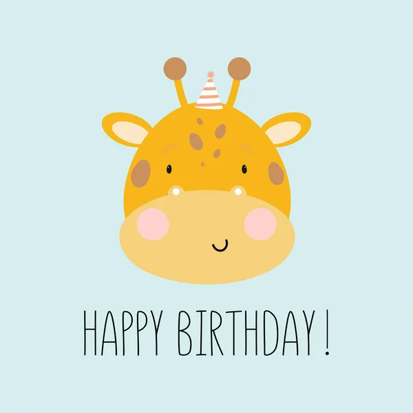 Birthday Party Greeting Card Party Invitation Kids Illustration Cute Giraffe — Stock Vector