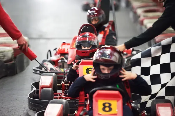 Competition for children karting — Stock Photo, Image