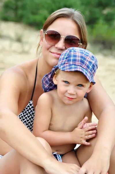 Portrait of happy mother and son — Stock Photo, Image