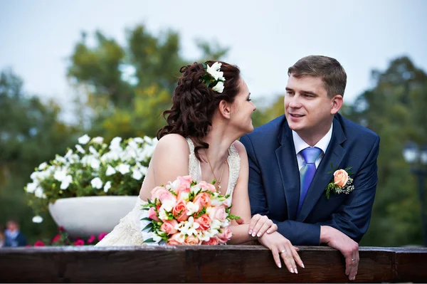 Happy and in love with the bride and groom — Stock Photo, Image