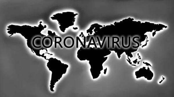 Coronavirus Covid Θέμα Στον Παγκόσμιο Χάρτη Ασπρόμαυρο Αφηρημένο — Φωτογραφία Αρχείου