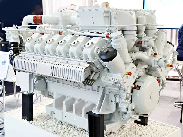 Motor Gas Natural Para Generación Energía Plantas Cogeneración Exposición — Foto de Stock