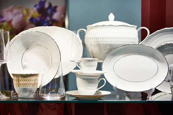 Porcelain Glassware Dishes Store Household Goods — Foto Stock