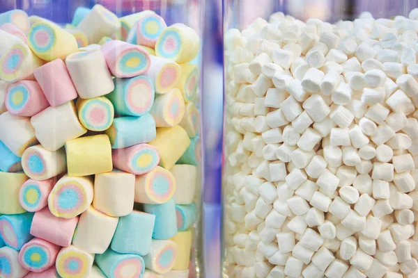Large Jars White Colored Marshmallows — 图库照片