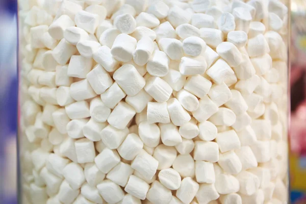 Large Jar White Marshmallows Background — Foto Stock