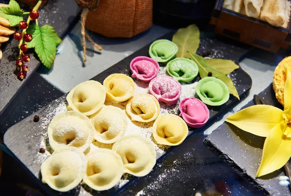 Colorful Homemade Ravioli Minced Meat — Stok fotoğraf