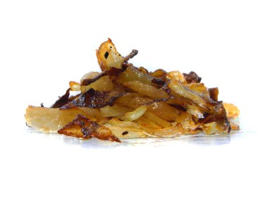                                Kızarmış soğan beyaz arkaplanda izole