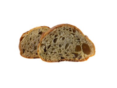                                Beyaz arkaplanda izole edilmiş bir ekmek dilimi