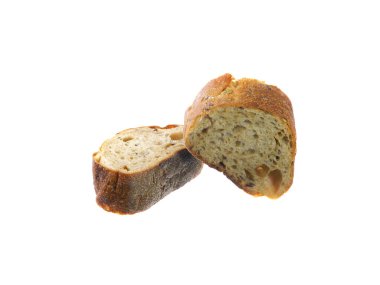                                Beyaz arkaplanda izole edilmiş bir ekmek dilimi