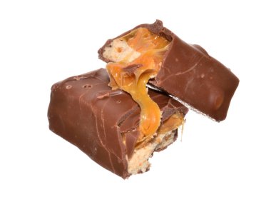 Beyaz arkaplanda izole edilmiş çikolata şekeri