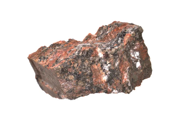 白色背景下孤立的红色花岗岩 — 图库照片
