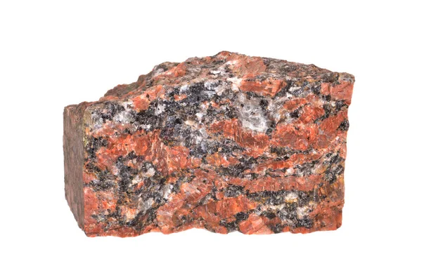 Granit Rouge Isolé Sur Fond Blanc — Photo