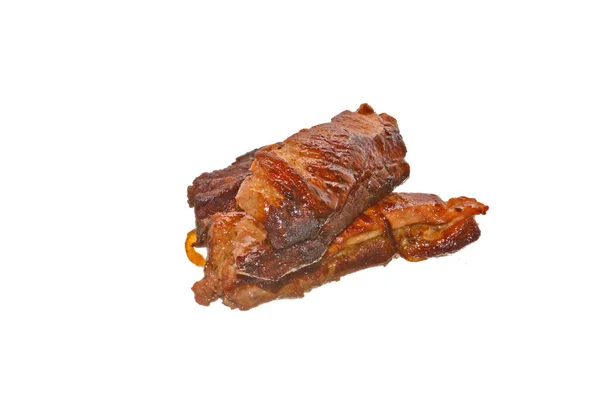 Жареное Мясо Белом Фоне — стоковое фото