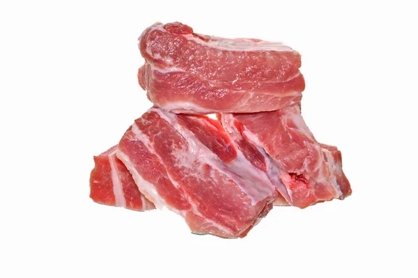 Carne Crua Isolada Sobre Fundo Branco — Fotografia de Stock