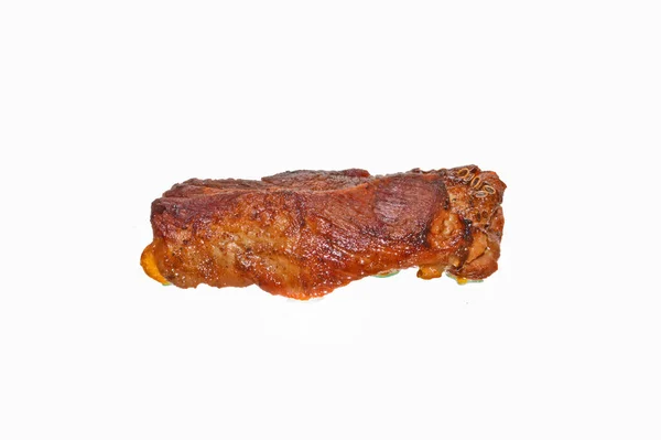 Carne Frita Aislada Sobre Fondo Blanco —  Fotos de Stock